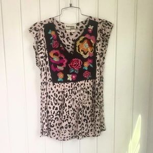 Savannah Jane Embroidered Leopard Top